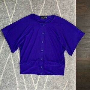 CSC Studio Purple Drop Sleeve Button Front Top